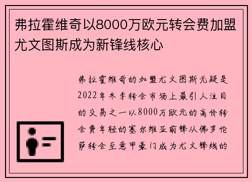 弗拉霍维奇以8000万欧元转会费加盟尤文图斯成为新锋线核心